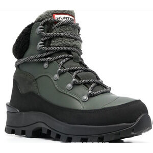 NEW HUNTER OLIVE BLACK EXPLORER LEATHER LACE UP BOOTS SIZE 9